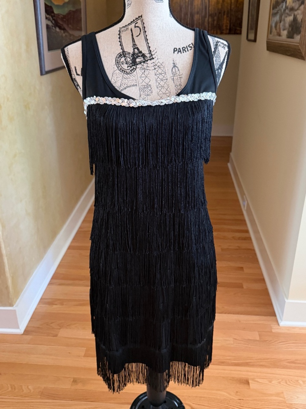 Flapper Girl Black Dress Costume Womens Size Medium